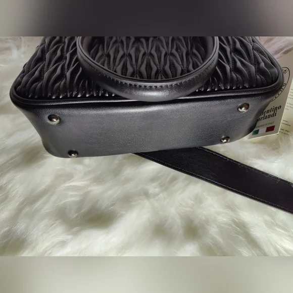 Valentino Orlandi  Satchel Quilted Crossbody color Gunmetal - Picture 10 of 10